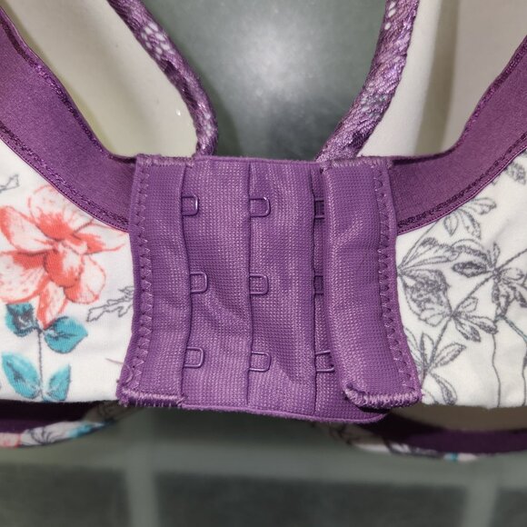 Soma Embraceable Full Coverage Lace Trim Bra 40DD White Floral & Purple  3681 - Picture 4 of 9
